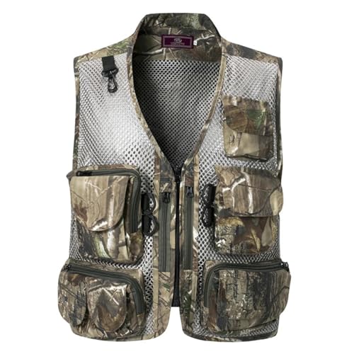 WUFANGBU Weste Vest Herren Camouflage Weste Fotografie Outdoor Multi Pocket Dad Outfit Mesh Weste L Gold von WUFANGBU