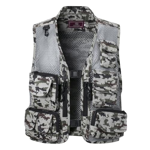 WUFANGBU Weste Vest Herren Camouflage Weste Fotografie Outdoor Multi Pocket Dad Outfit Mesh Weste L Pink von WUFANGBU