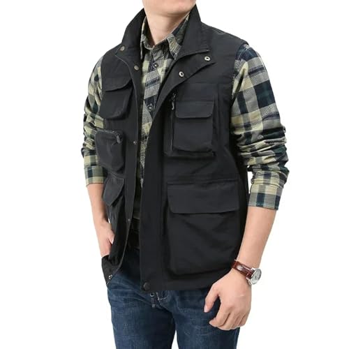 WUFANGBU Weste Vest Herren Freizeit-Multifunktion Weste Wasserdicht Schnell Trocknende Outdoor-Weste Freizeit Sport Fotografie Freizeit Unterhemd XL Schwarz von WUFANGBU