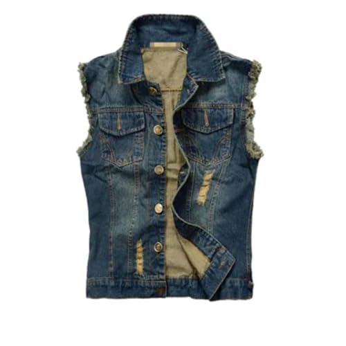 WUFANGBU Weste Vest Herren-Jeans Weste Herren-Tanktop Gewaschene Jeans Weste Mann Retro Cowboy Hip Hop Ärmel Los Jacke 5XL Asshows von WUFANGBU