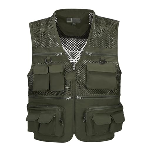 WUFANGBU Weste Vest Herren Mesh Weste Angel Fotograf Weste Mehrere Taschen Kamisole 7XL ArmyGreen von WUFANGBU