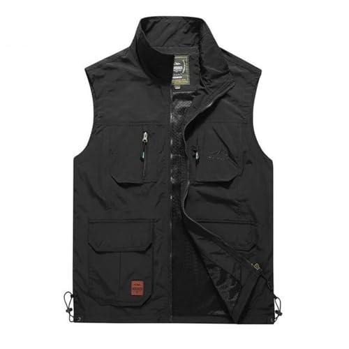 WUFANGBU Weste Vest Herren Mesh Weste Multi Pocket Schnell Trocken Ärmellose Jacke Lose Outdoor Lässige Dünne Angel Westen Herren Outdoor Weste M Schwarz von WUFANGBU