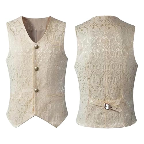 WUFANGBU Weste Vest Herren Weste Vintage Punk Jacquard Swallow Top Herren Kurze Weste L Weiß von WUFANGBU