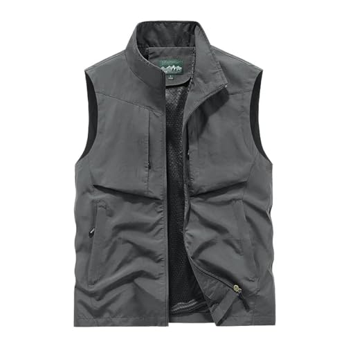 WUFANGBU Weste Vest Jacke Herren Winds Ichere Und wasserdichte Wind Dichte Jacke Herren Jacke Weste XL 1029 Grau von WUFANGBU