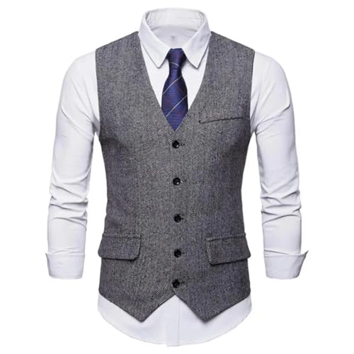 WUFANGBU Weste Vest Kleid Westen Für Männer Schlank Passt Herren Anzug Weste Männliche Weste Homme Lässig Ärmel Los Business Jacke M 1 von WUFANGBU