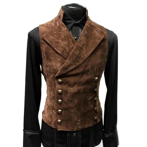 WUFANGBU Weste Vest Männer Weste Modische Zweireihige Ärmel Los Schlank Fit Weste Herren Weste 3XL Khaki von WUFANGBU