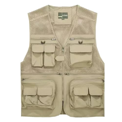 WUFANGBU Weste Vest Outdoor-Angel Westen Schnell Trocknend Atmungsaktive Mesh-Jacken Fotografie Wander Weste L Light Khaki von WUFANGBU