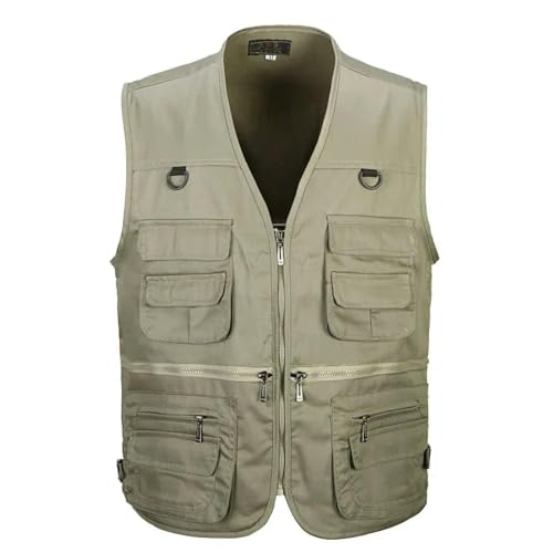 WUFANGBU Weste Vest Outdoor-Angel Westen Schnell Trocknend Atmungsaktive Mesh-Jacken Fotografie Wander Weste XL Khaki von WUFANGBU