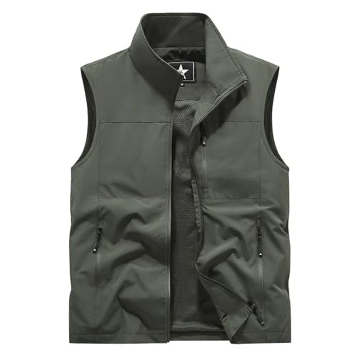 WUFANGBU Weste Vest Outdoor-Freizeit Weste Für Männer Große Tasche Mode Mantel Straßen Kleidung Weste Für Männer Asiansize4Xl Grün von WUFANGBU