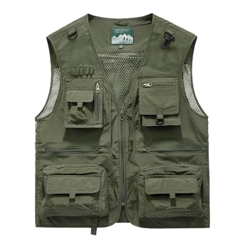 WUFANGBU Weste Vest Outdoor Freizeit Weste Herren Atmungsaktiv Outdoor Sport Mantel Freizeit Weste Herren Eusizexl Grün von WUFANGBU