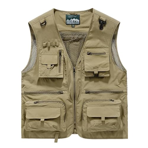 WUFANGBU Weste Vest Outdoor Freizeit Weste Herren Atmungsaktiv Outdoor Sport Mantel Freizeit Weste Herren Eusizexxxl Khaki von WUFANGBU