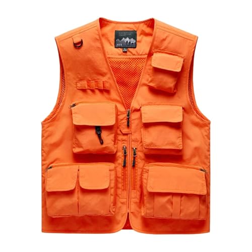 WUFANGBU Weste Vest Outdoor-Freizeit-Weste Herren Atmungsaktiv Outdoor-Sport-Weste Herren 5XL Orange von WUFANGBU