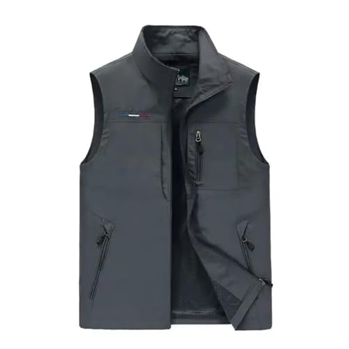 WUFANGBU Weste Vest Outdoor-Freizeit Westen Herren Atmungsaktiv Große Tasche Fotografie Angel Weste Männlich Eusizel Grau von WUFANGBU