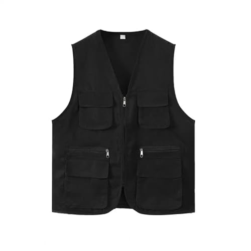 WUFANGBU Weste Vest Trend Ige Arbeits Weste Weste Jacke Mehrere Taschen Arbeit Freizeit Weste Mantel Arbeits Kleidung 3XL Schwarz von WUFANGBU