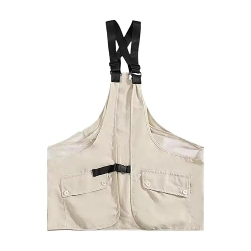 WUFANGBU Weste Vest Unisex-Weste Verstellbare Riemen Design Multi Große Taschen Brusttasche Hip-Hop-Aufbewahrung Tasche Mit Großer Kapazität Weste 2XL Khaki von WUFANGBU