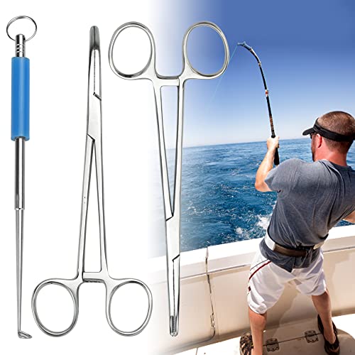 WUHEECOME 2 Stücke Aterien Klemmzange Gebogen Edelstahl 18cm Lang Hobbyklemmen Lösezange Hakenlöser Zange Angeln Haken Piercing Haustier Klemme Gebogener Hakenlösezange für Angelsport Fishing von WUHEECOME