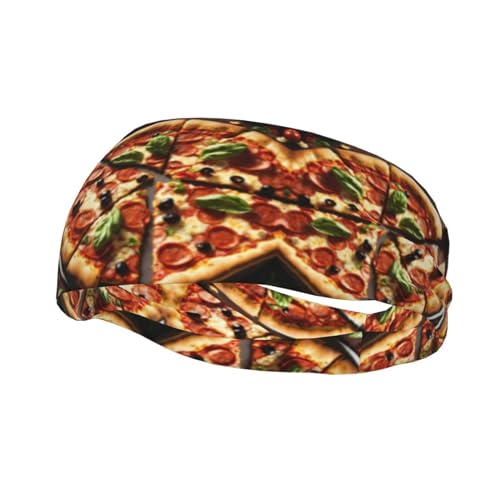 3D Pizza Pepperoni Print Unisex Sport Schweißband - Feuchtigkeitstransport Stirnband Outdoor Aktivitäten - Atmungsaktiv von WURTON