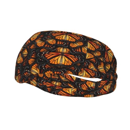 Heaps of Orange Monarch Butterflies Print Sport Schweißband – Mehrzweck-Stirnbänder für Kinder, Männer und Frauen, feuchtigkeitsableitend, rutschfest von WURTON