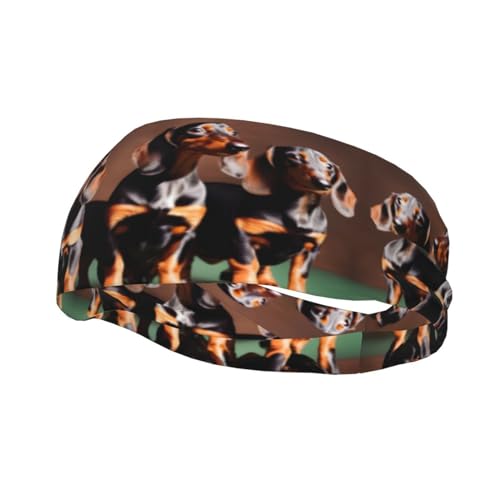 Sport-Stirnbänder mit Dackel-Motiv, für Yoga, Laufen, Fitness, Basketball, Fußball, Radfahren, Schweißbänder geeignet von WURTON