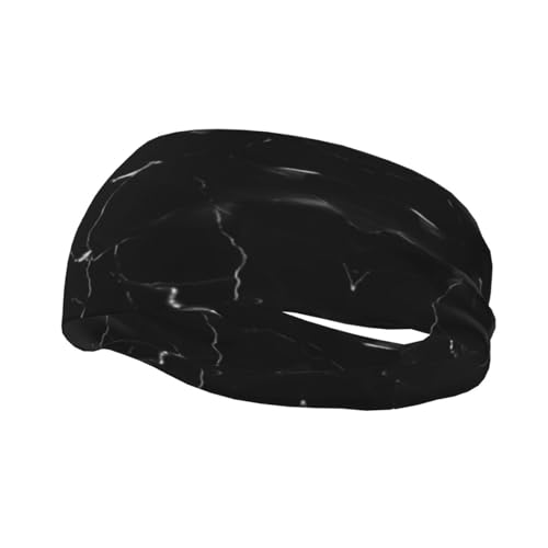 Sport-Stirnbänder mit schwarzem Marmor-Druck, für Yoga, Laufen, Fitness, Basketball, Fußball, Radfahren, Schweißbänder geeignet von WURTON