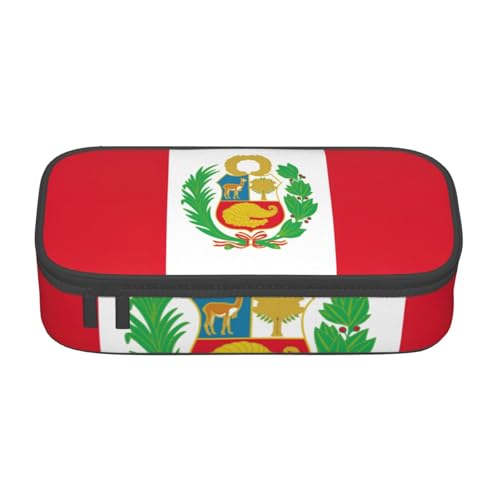 WURTON Federmäppchen, Motiv: Flagge von Peru, großes Fassungsvermögen, Federmäppchen, multifunktionale Aufbewahrungsbox für Erwachsene von WURTON