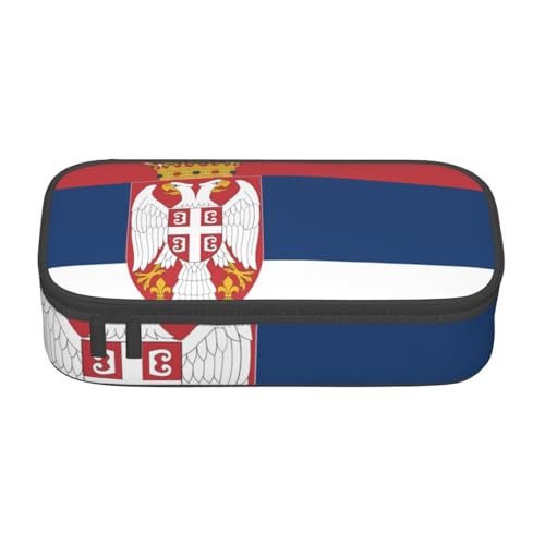WURTON Federmäppchen mit Flagge von Serbien, großes Fassungsvermögen, Federmäppchen für Erwachsene, multifunktionale Aufbewahrungsbox WURTON Federmäppchen mit Flagge von Serbien, großes Fassungsvermögen, Federmäppchen für Erwachsene, multifunktionale Aufbewahrungsbox von WURTON