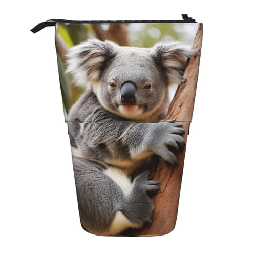 WURTON Umarmungsbaum Koala 1 bedrucktes Federmäppchen, Teleskop-Etui, vielseitige Aufbewahrungstasche, Büro und Erwachsene, als Geschenk, Schwarz , Einheitsgröße von WURTON