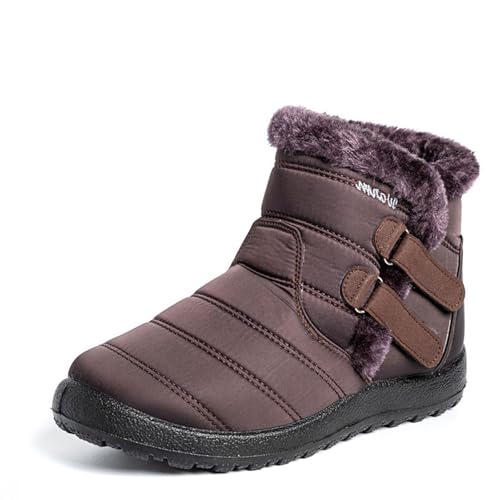 Damen-Winter-Schneestiefel, seitlicher Reißverschluss, warm, leicht, für den Winter, wasserdicht, zum Reinschlüpfen, Outdoor-Sneaker von WXDTW