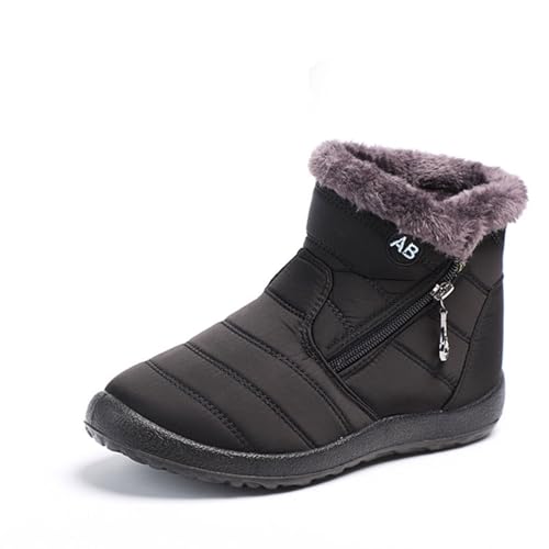 Damen-Winter-Schneestiefel, seitlicher Reißverschluss, warm, leicht, für den Winter, wasserdicht, zum Reinschlüpfen, Outdoor-Sneaker von WXDTW