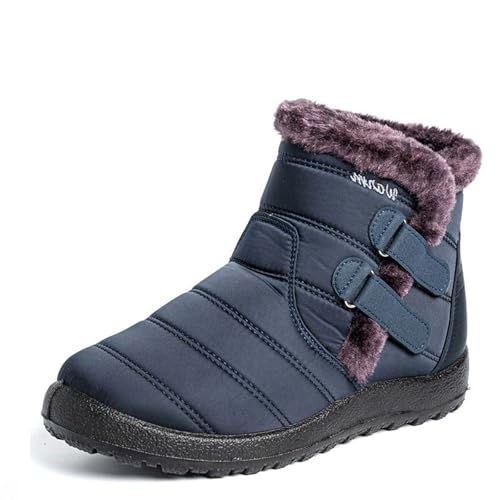 Damen-Winter-Schneestiefel, seitlicher Reißverschluss, warm, leicht, für den Winter, wasserdicht, zum Reinschlüpfen, Outdoor-Sneaker von WXDTW