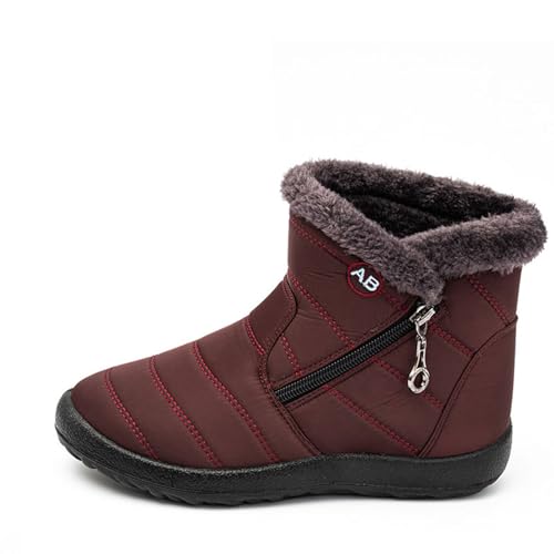 Damen-Winter-Schneestiefel, seitlicher Reißverschluss, warm, leicht, für den Winter, wasserdicht, zum Reinschlüpfen, Outdoor-Sneaker von WXDTW