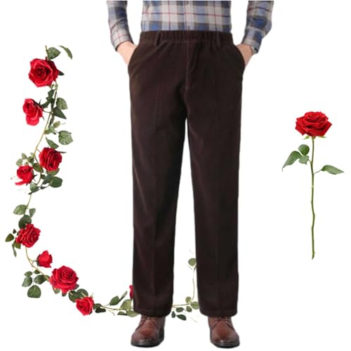 Herren-Cordhose mit elastischer Taille, bequem, breit, Baumwollkord, gerade Hose für ältere Menschen im mittleren Alter Herren-Cordhose mit elastischer Taille, bequem, breit, Baumwollkord, gerade Hose für ältere Menschen im mittleren Alter von WXDTW