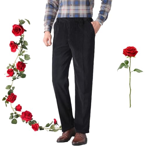 WXDTW Herren Cordhose mit elastischer Taille, bequem, breit, Baumwollkord, gerade Hose für ältere Männer im mittleren Alter, Schwarz, XXL WXDTW Herren Cordhose mit elastischer Taille, bequem, breit, Baumwollkord, gerade Hose für ältere Männer im mittleren Alter, Schwarz, XXL von WXDTW