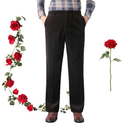 Herren-Cordhose mit elastischer Taille, bequem, breit, Wal-Baumwollkord, gerade Hose für ältere Menschen mittleren Alters, Kaffee, Größe XL Herren-Cordhose mit elastischer Taille, bequem, breit, Wal-Baumwollkord, gerade Hose für ältere Menschen mittleren Alters, Kaffee, Größe XL von WXDTW