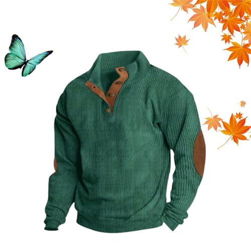 WXDTW Stilvoller Langarm-Pullover für Herren, Poloshirts mit Ellenbogen-Patches, Herbst-Pullover, Knopfleiste, Stehkragen, Langarm-Pullover WXDTW Stilvoller Langarm-Pullover für Herren, Poloshirts mit Ellenbogen-Patches, Herbst-Pullover, Knopfleiste, Stehkragen, Langarm-Pullover von WXDTW