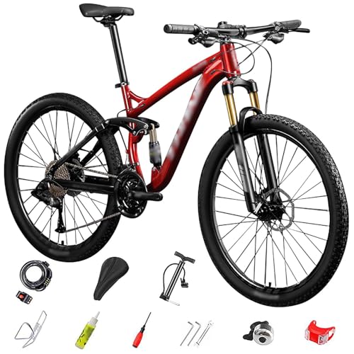 27.5 Zoll Mountainbike mit Aluminiumrahmen, 27 Gang, Leichtgewichts-MTB Mountainbike, Höhenverstellbar Softail-Mountainbike, Aluminium Rennrad für Mädchen Jungen Herren und Damen A-27.5,30-Speed von WXHJM