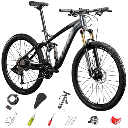 27.5 Zoll Mountainbike mit Aluminiumrahmen, 27 Gang, Leichtgewichts-MTB Mountainbike, Höhenverstellbar Softail-Mountainbike, Aluminium Rennrad für Mädchen Jungen Herren und Damen B-24,30-Speed von WXHJM