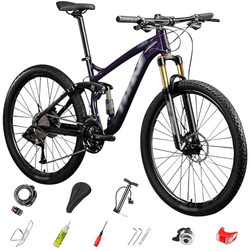 27.5 Zoll Mountainbike mit Aluminiumrahmen, 27 Gang, Leichtgewichts-MTB Mountainbike, Höhenverstellbar Softail-Mountainbike, Aluminium Rennrad für Mädchen Jungen Herren und Damen E-24,33-Speed von WXHJM