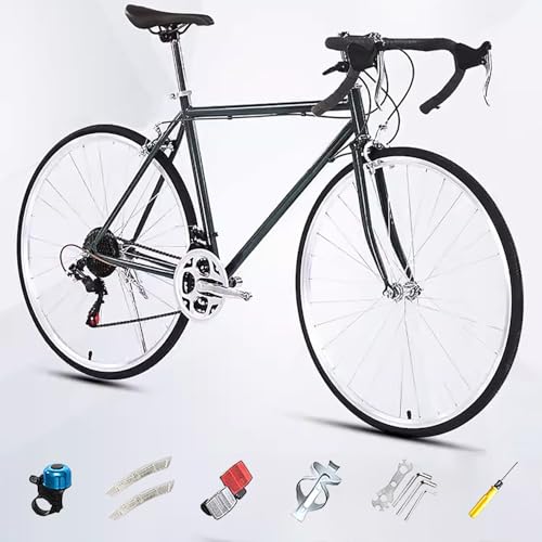 700C Rennrad mit Gebogener Drop Bar Lenker, Single Speed Retro City Stadt Fahrrad, Rahmen aus Kohlenstoffstahl, Leichtes Fahrrad für Mädchen Jungen Herren und Damen A,Variable Speed von WXHJM