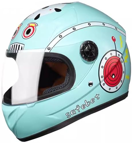 Kinder Motorradhelm Integralhelm mit Visier Motorrad Moped Helm Rollerhelm Kinder Fahrradhelm Komfortable Schutzhelme für Jungen und Mädchen C,50-52CM von WXHJM