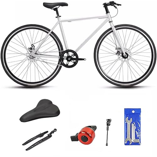 WXHJM Single Speed 700C City Stadt Fahrrad Rennrad, Scheibenbremse, Herren Damen Rad Urban City Pendler Fahrrad Höhenverstellbar Leichtes Fahrrad für Unisex B,Single Speed von WXHJM