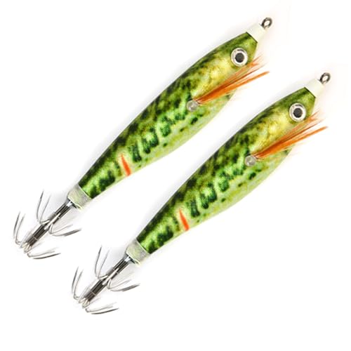 2Pcs Leuchtende Angeln Köder Tintenfisch Jigs 8cm 10g Harte Jig Köder Octopus Köder Angeln Zubehör Künstliche köder von WXNZJ