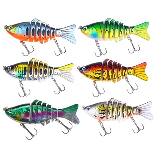 6 Stück gemischte Farbpackung Swimbait Pike Wobbler Sinking Wobbler Set Wobbler Angelset Kunstköder Angelgerät von WXNZJ