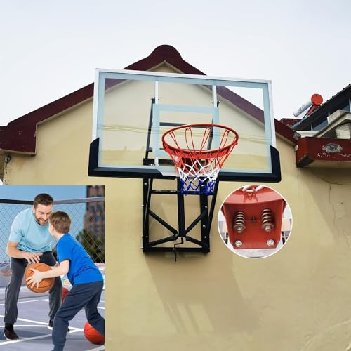Basketballkörbe zur Wandmontage, 3 m, verstellbar, robuste Basketballkörbe und -tore, universelles Backboard-Set für die Auffahrt im Garten von WXQWQX