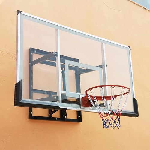 Basketballkorb für Erwachsene zur Wandmontage im Freien, robuster Basketballring und -Netz, manuell höhenverstellbar von 2,4 bis 3 m, einfach zu montieren von WXQWQX