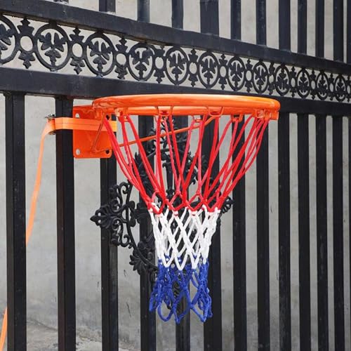 Outdoor-Basketballkorb-Set für Zaun/Baum/Pfosten, Profi-Basketballkorb mit 2 verstellbaren Riemen und Nylonnetz, wandmontiertes Basketballkorb-Set (Farbe: Schlagfreie Kindermodelle von WXQWQX