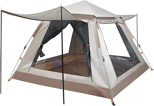 Sofort aufbaubares automatisches Pop-Up-Zelt, tragbares Campingzelt für 3–4 Personen mit Aufbewahrungstasche und Stützstange, Unterstand im Freien, 2 Netzfenster und 2 Türen, für C von WXQWQX