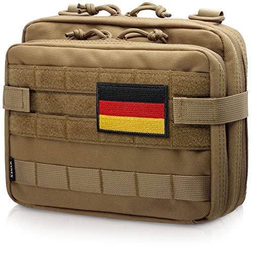 WYNEX Tactical Large Admin Pouch im Double Layer Design, Molle EDC EMT Utility Pouch mit Map Sleeve Modulare Tool Pouch Große Kapazität Flag Patch inklusive von WYNEX