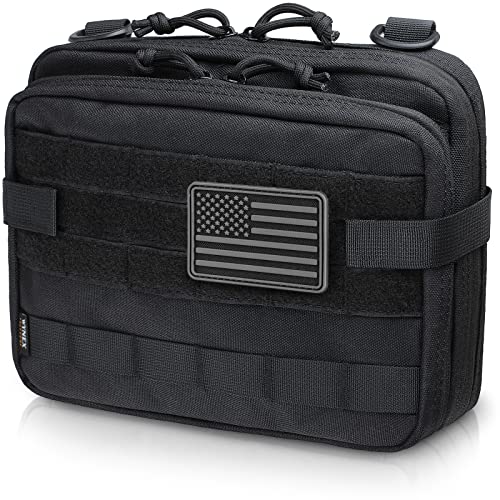 WYNEX Tactical Large Admin Pouch of Double Layer Design, Molle EDC EMT Utility Pouch with Map Sleeve Modular Tool Pouch Large Capacity Flag Patch Included von WYNEX