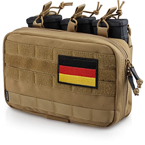 WYNEX Tactical Mag Admin Pouch, Molle Utility Tool Pouch Medical EMT Organizer mit Triple Stacker Magazine Holder für M4 M20 Patch enthalten von WYNEX